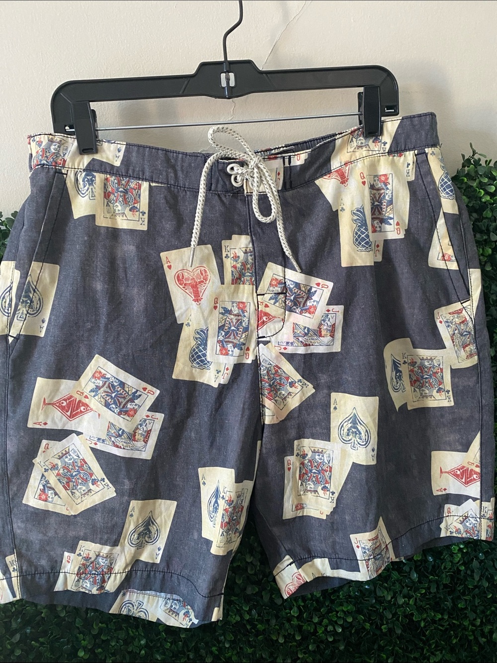 Tommy Bahama Black Swim Trunks with Cream Playing Card Print